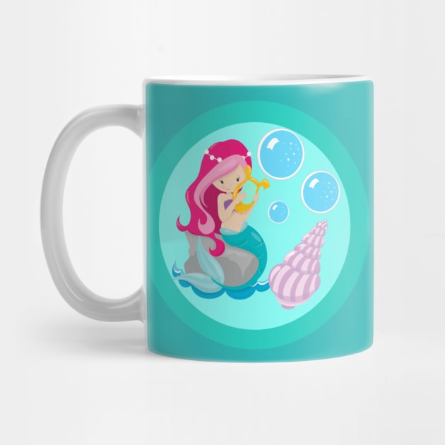 Mermaid Girl Cute Teal Beach by epiclovedesigns